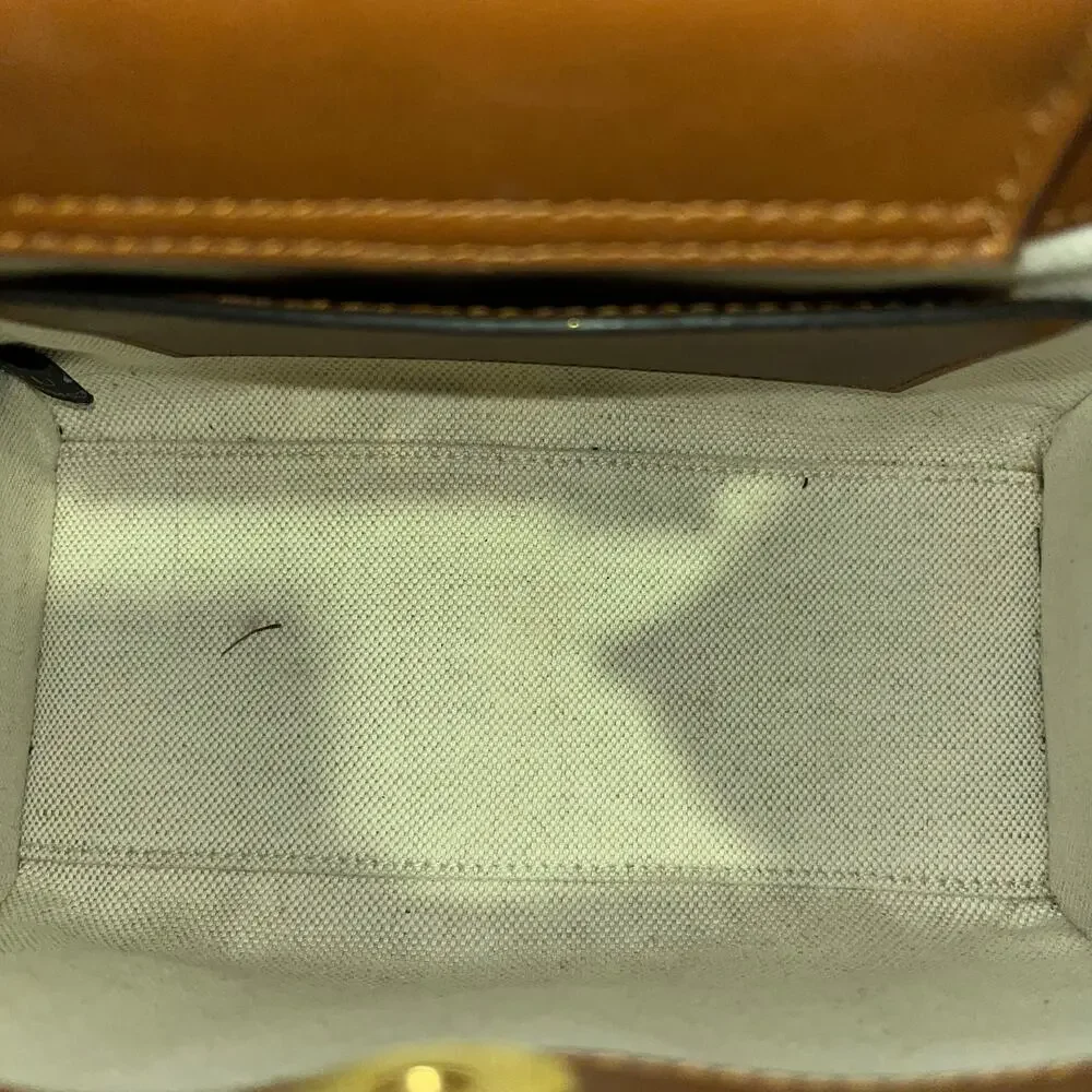 GUCCI Diane Small Brown GG Crystal Bamboo Top Handle
